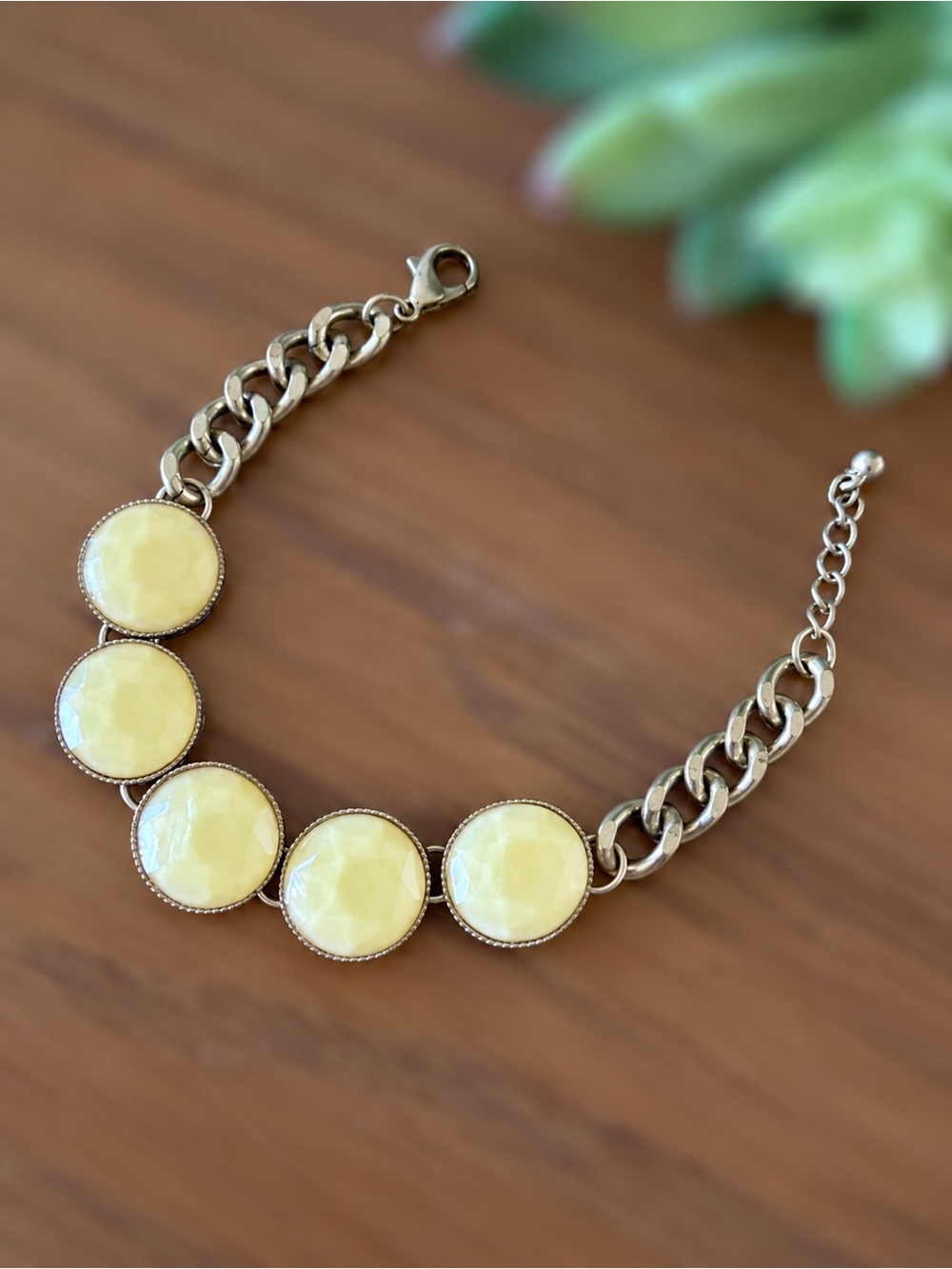 Vintage Gold-Tone Yellow Statement Bracelet
